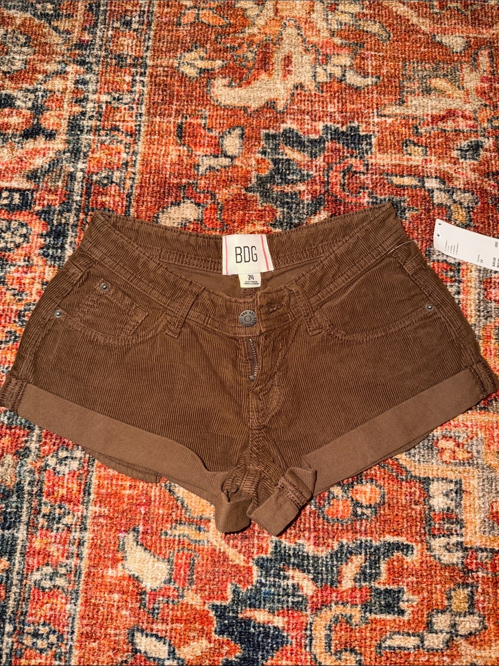 BDG Brown Corduroy Roll-Hem Jean Shorts